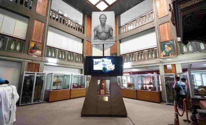 Visitors exploring the Human Evolution exhibit at the National Museum of Ethiopia in Addis Ababa