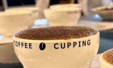 Tourists participating in a coffee cupping session in Addis Ababa